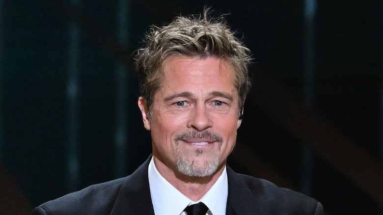 Brad Pitt smiling gray goatee