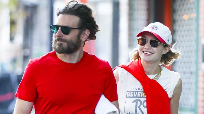 Bradley Cooper and Gigi Hadid walking side by side