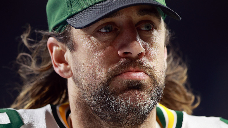 Aaron Rodgers leaves the field in 2022