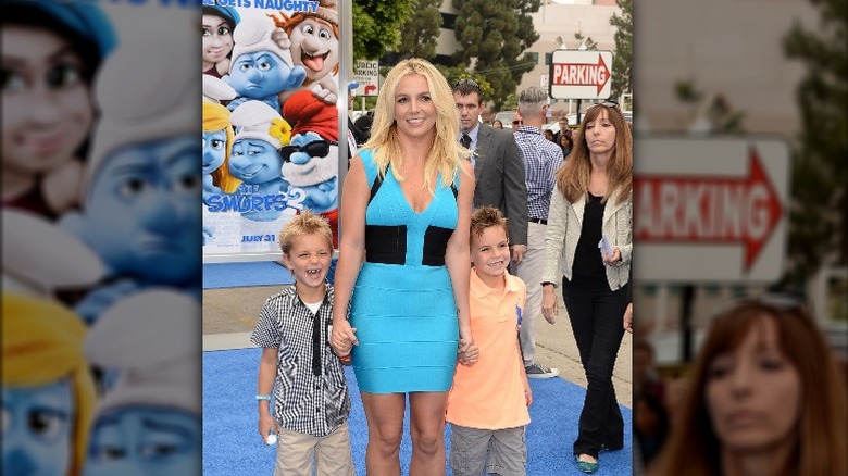 Britney Spears with her sons Sean Preston and Jayden James at 'The Smurfs' premiere