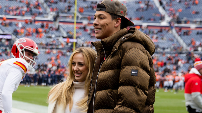 Brittany and Jackson Mahomes posing