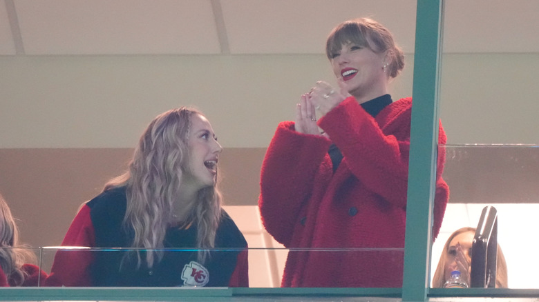 Taylor Swift and Brittany Mahomes laughing