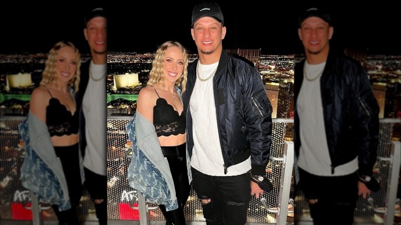 Brittany Matthews and Patrick Mahomes posing