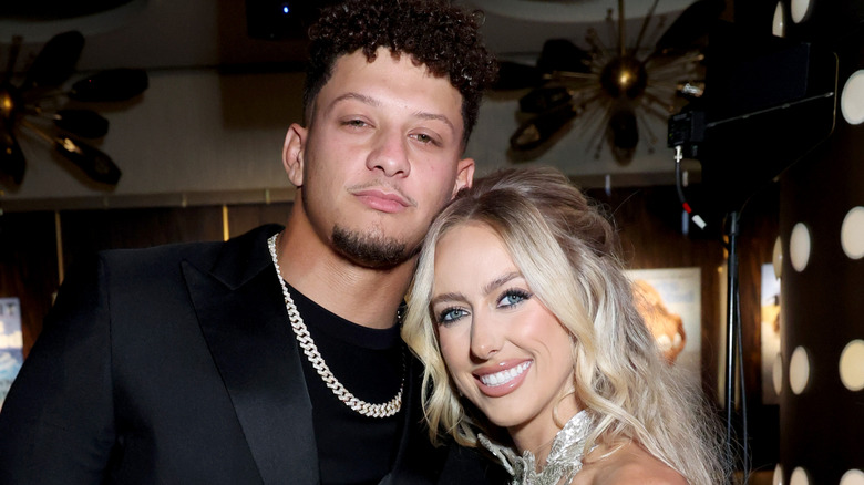 Patrick and Brittany Mahomes smiling.