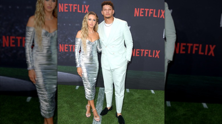 Patrick Mahomes and Brittany Mahomes at the premiere of Netflix's "Quarterback".