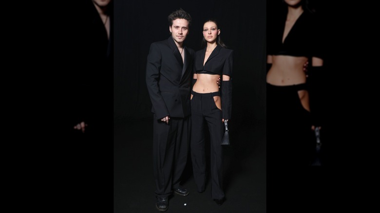 Brooklyn Beckham and Nicola Peltz modeling at the Mugler Womenswear Fall/Winter 2024-2025 show