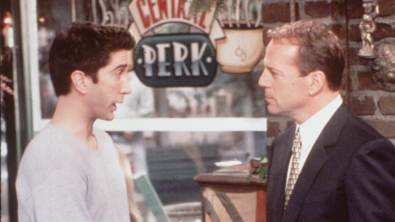 David Schwimmer and Bruce Willis on Friends.