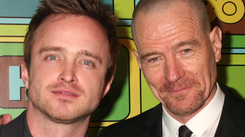 Aaron Paul and Bryan Cranston pose together