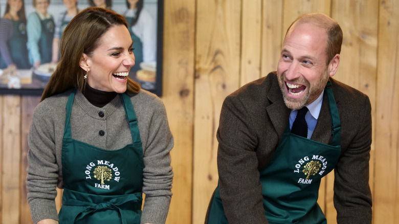 Princess Catherine and Prince William rolling dough