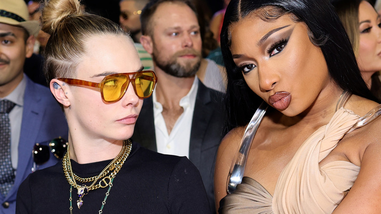 Cara Delevingne finger on tongue