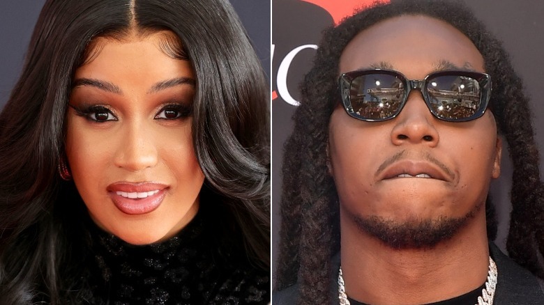 Cardi B and Takeoff split image