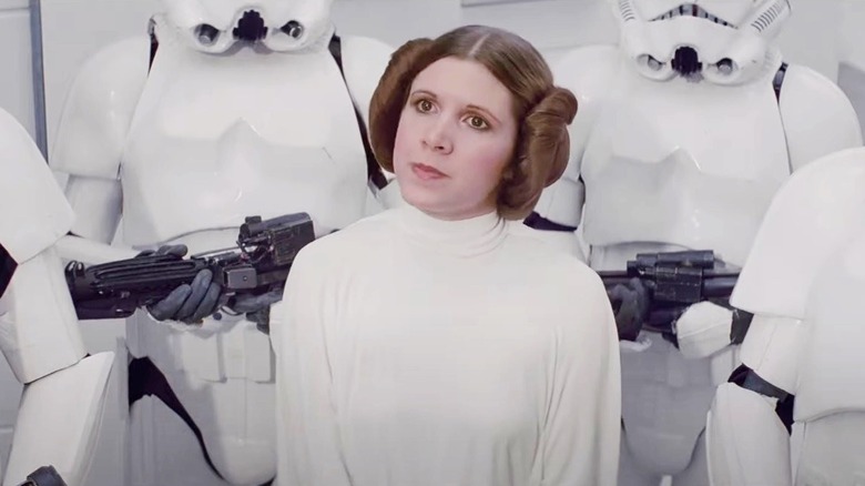 Princess Leia wearing white dress