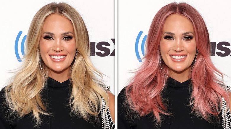 Blonde Carrie Underwood versus Carrie Underwood with pink hair