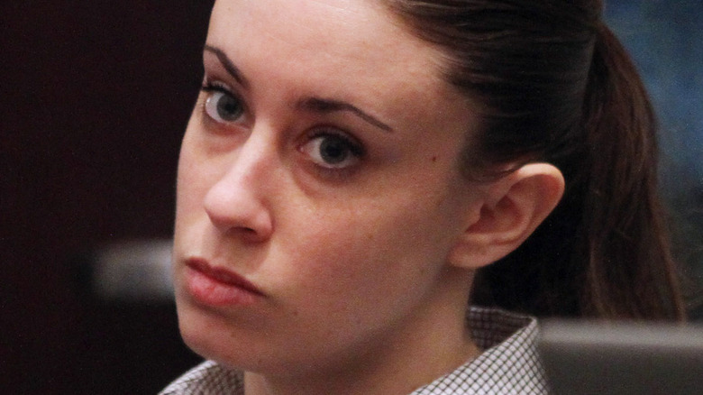 Casey Anthony listening to testimony during her murder trial