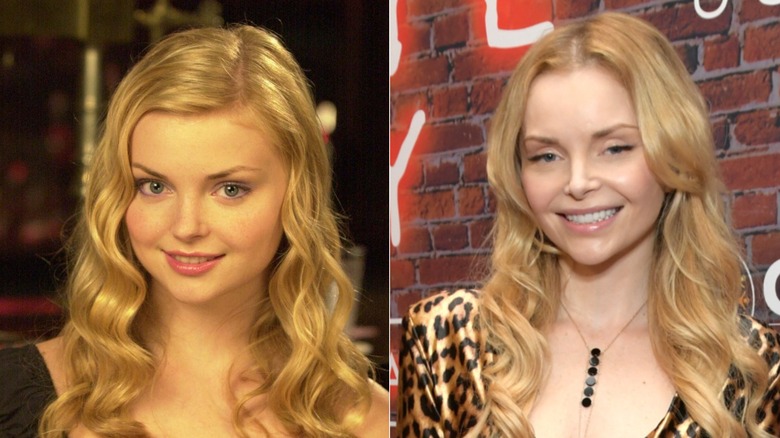 Izabella Miko promoting "Coyote Ugly" / Izabella Miko wearing an animal print long sleeved dress and a circular pendant necklace