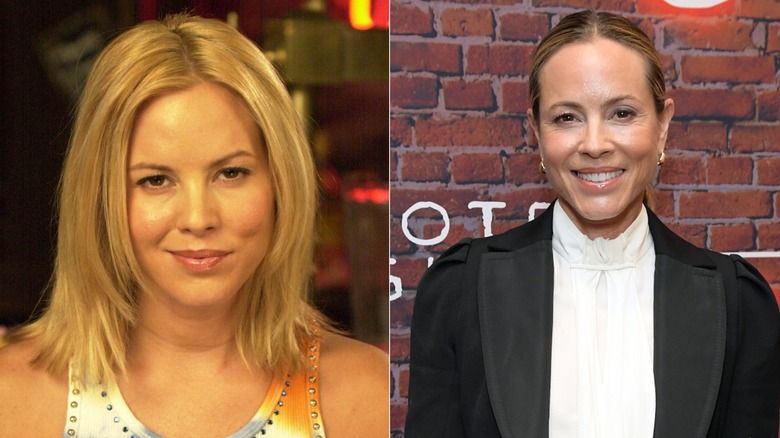 Maria Bello promoting "Coyote Ugly" / Maria Bello wearing a black suite jacket and white collared shirt