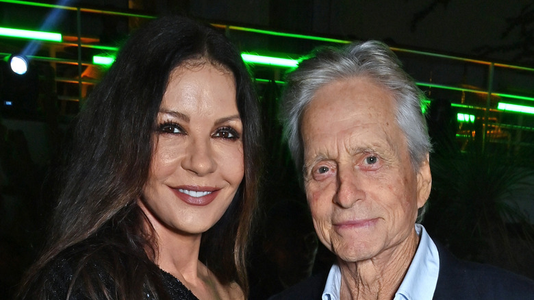 Catherine Zeta-Jones and Michael Douglas smiling