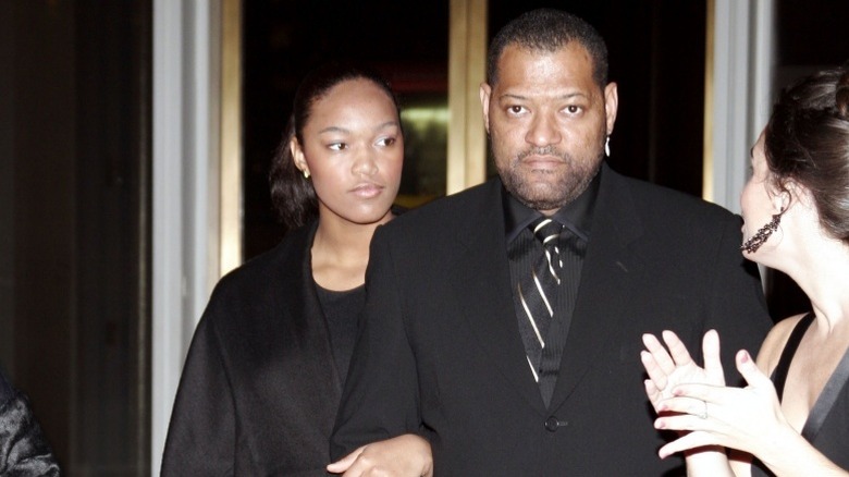 Montana Fishburne walking with Laurence Fishburne