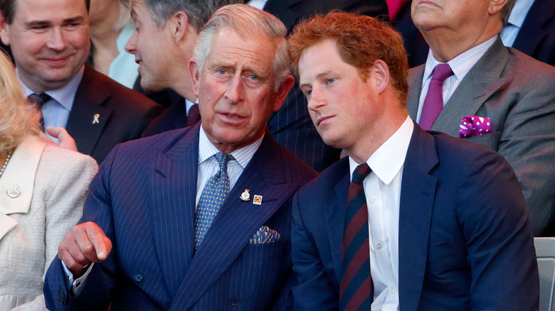 King Charles and Prince Harry talking