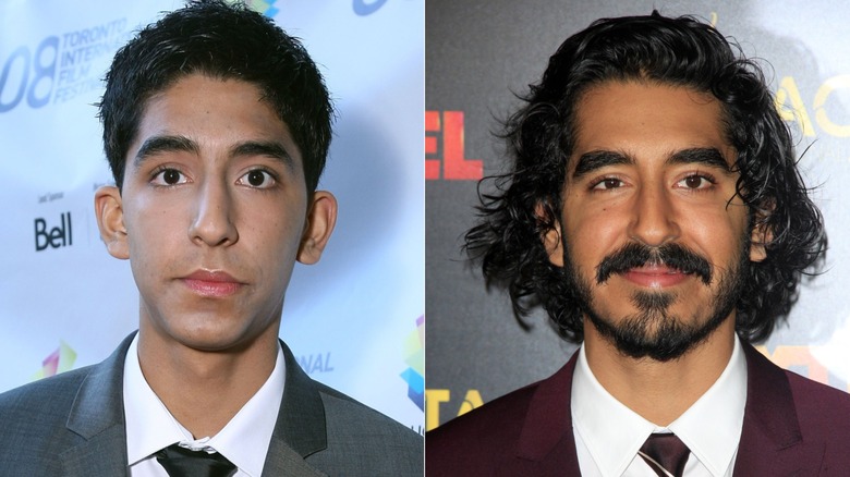 Split image of Dev Patel then and now