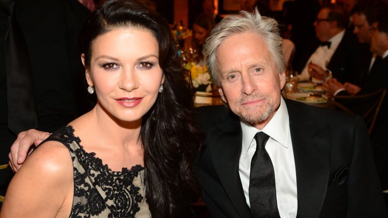 Catherine Zeta-Jones, Michael Douglas posing together