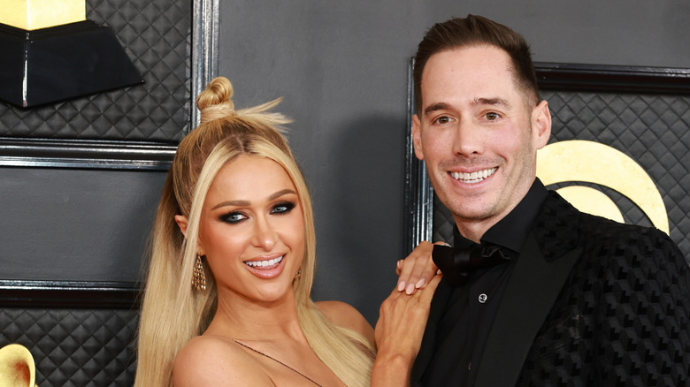 Paris Hilton and Carter Reum both smiling