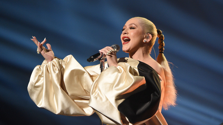 Christina Aguilera performing on stage