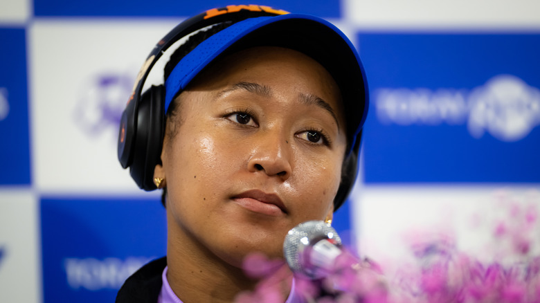 Naomi Osaka, looking annoyed