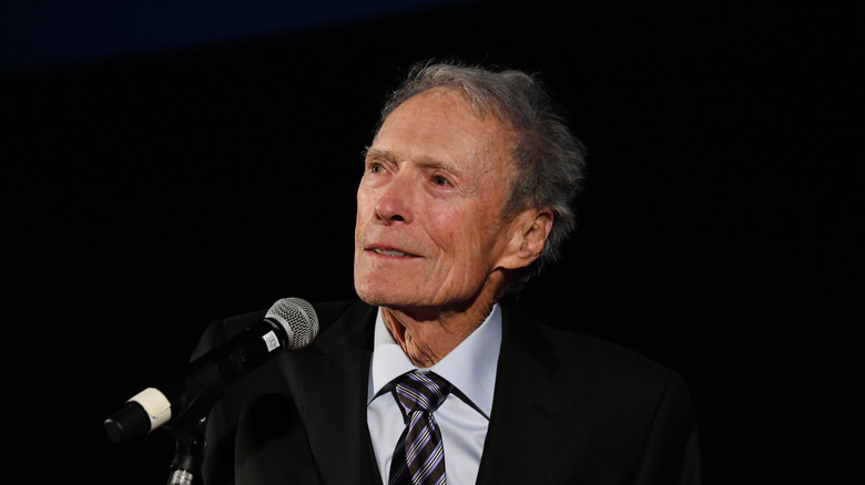 Clint Eastwood looking up at podium
