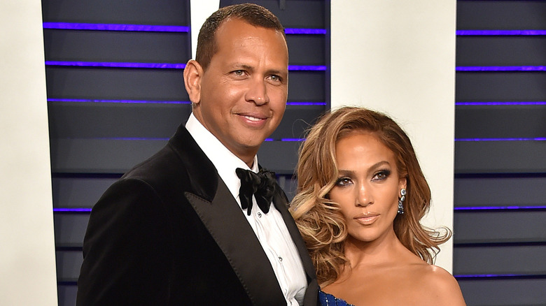 Alex Rodriguez with Jennifer Lopez, posing