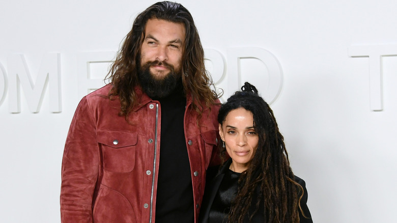 Jason Momoa with Lisa Bonet, posing
