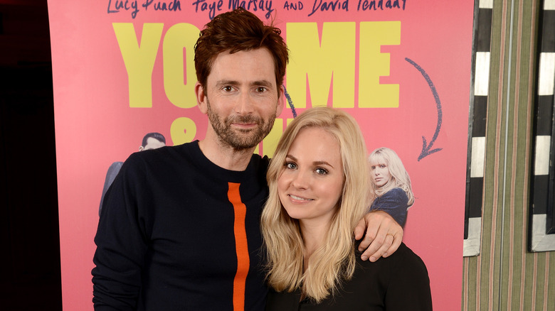 Georgia Moffett and David Tennant smiling