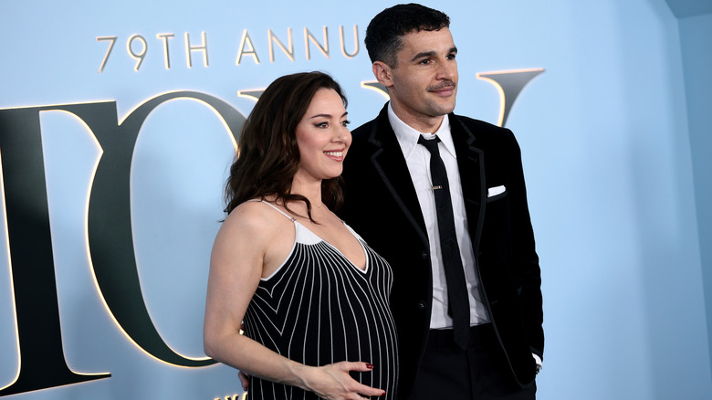Aubrey Plaza and Christopher Abbott posing in June 2026