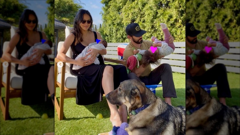 Milo Ventimiglia and Jarah Mariano playing with their kids