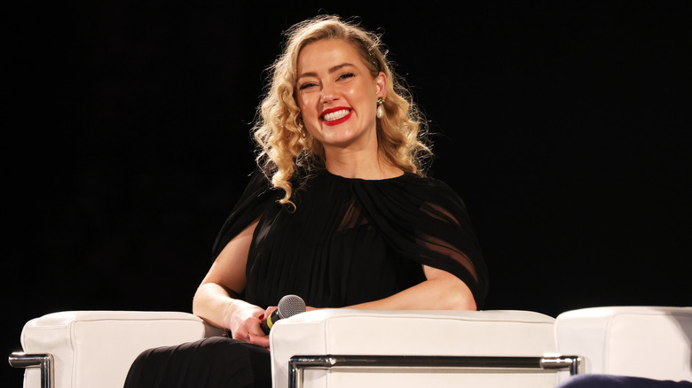 Amber Heard speaking on the stage during the 69th Taormina Film Festival