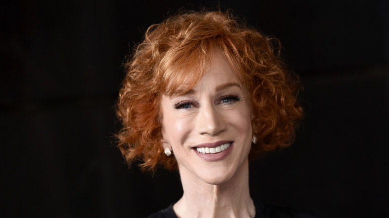 Kathy Griffin photographed in front of a black background