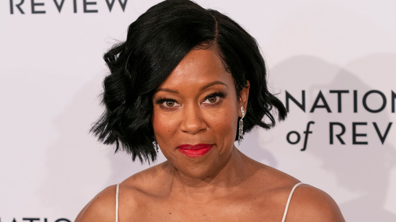 Regina King in red lipstick