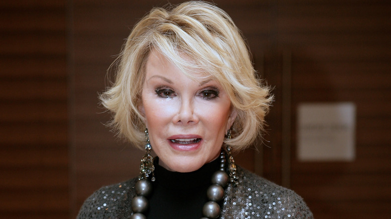 Joan Rivers silver dress necklace smiling