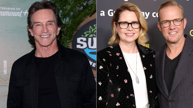 Jenna Fischer and Lee Kirk at the 2026 Hollywood premiere of Nimrods and Jeff Probst in 2026