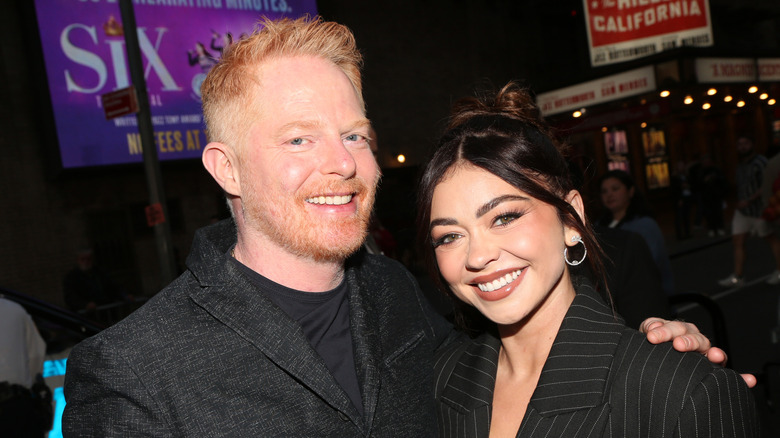 Jesse Tyler Ferguson and Sarah Hyland at the 2024 premiere of Sunset BLVD