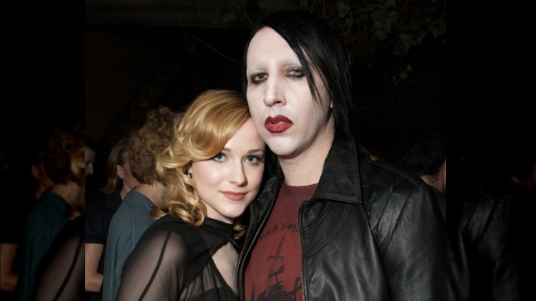 Marilyn Manson posing with Evan Rachel