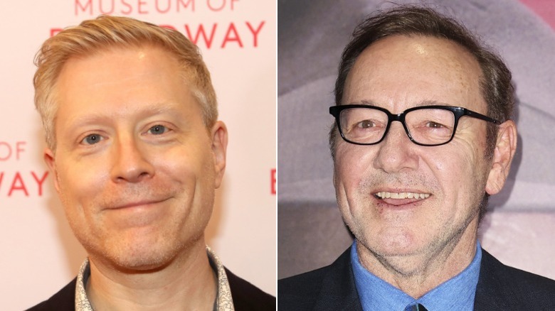 Anthony Rapp posing, Kevin Spacey smiling in glasses