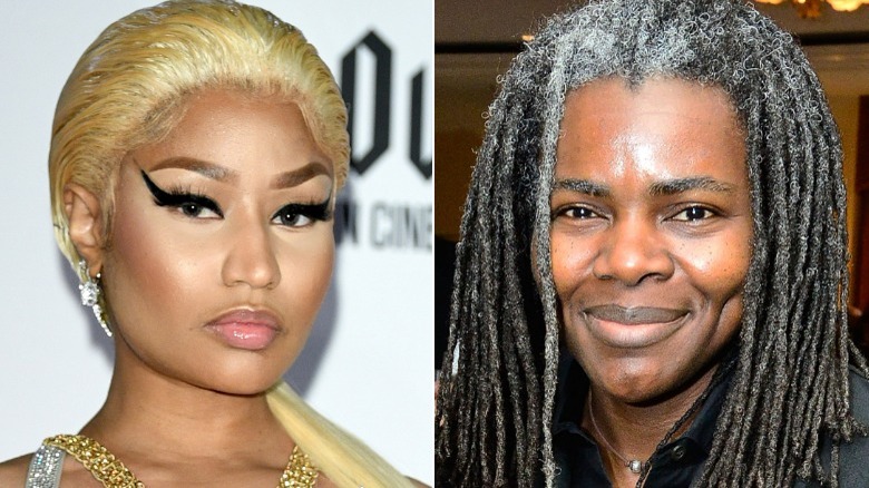Nicki Minaj posing blonde hair, Tracy Chapman smiling
