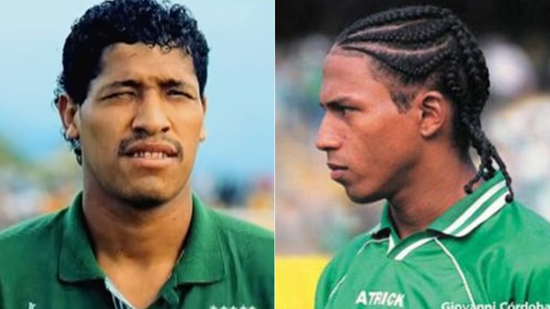 Side-by-side images of Hernán Gaviria and Giovanni Córdoba, each wearing a green shirt