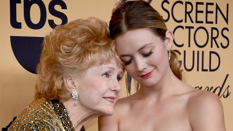 Debbie Reynolds and Billie Lourde embracing