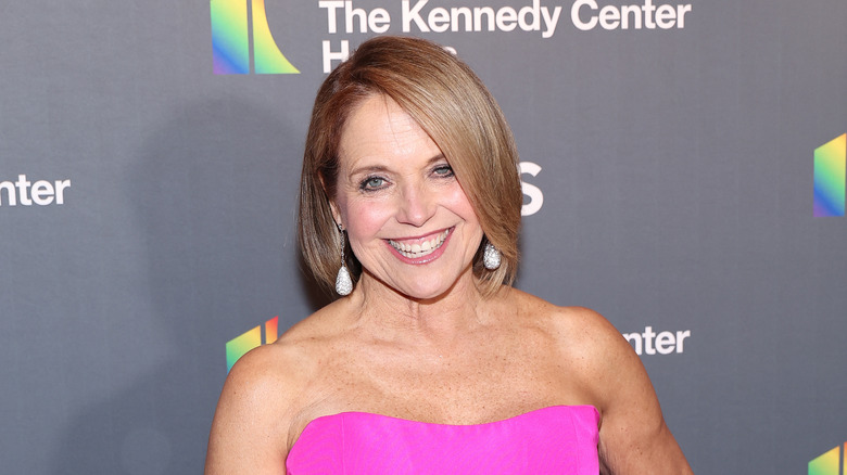 Katie Couric wearing pink dress 