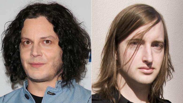 Jack White and Jason Stollsteimer posing for pictures