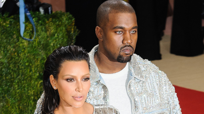 Kim and Kanye pose together