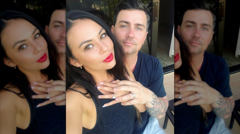 Janel Parrish posing for a selfie with ex Chris Long