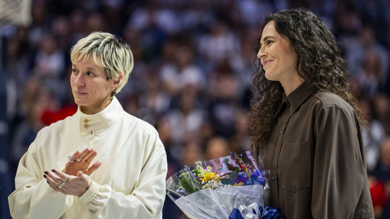 Megan Rapinoe and Sue Bird candid smile